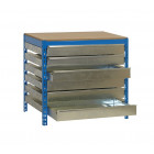 Etabli 6 tiroirs 842x1510x760mm bleu charge 600kg Bt5 box 1500