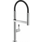 Mitigeur évier move avec douchette - finition : acier inox brossé - revêtement flexible gaine en gomme noire opaque