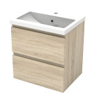 Meuble salle de bain naturel deux tiroirs avec une vasque à suspendre 50x38.5x52cm(l*w*h)