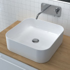 Vasque carrée blanche en céramique à poser - 46x33x13.5cm - pop square rounded