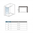 Paroi de douche walk in 760 x 1850 x 6 mm verre anticalcaire avec barre fixation       