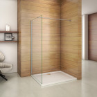 Paroi de douche walk in 800 x 1850 x 6 mm verre anticalcaire avec barre fixation à pince 900mm   