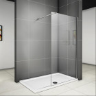 Paroi de douche walk in 800 x 1850 x 6 mm verre anticalcaire avec barre fixation à pince 1400mm   
