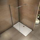 Paroi de douche 80x200cm en 8mm verre anticalcaire et une barre de douche extensible carré