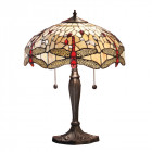 Lampe 41 cm dragonfly beige, verre et zinc