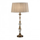 Lampe polina, laiton antique et cristal, abat-jour beige 34 cm