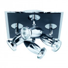 Plafonnier carré comet chrome et noir mat, 4 spots