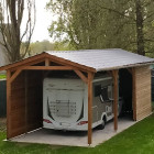 Abri deux pentes, 450cmx800cm, bois douglas francais, carport, auvent, abri camping-car, cpbf-cc2p450x800