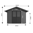 Abri de jardin composite isora - 9m2 gris - epaisseur des madriers : 28mm - cabane atelier / abri velo - menuiseries en aluminium