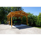 Abri deux pentes, 350cmx550cm, bois douglas francais, carport, auvent, abri voiture, cpbf-v2p350x550