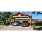 Abri deux pentes, 550cmx450cm, bois douglas francais, carport, auvent, abri voiture, cpbf-v2p550x450