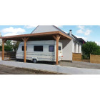 Abri toit plat adosse, 350cmx950cm, bois douglas francais, carport, auvent, abri camping-car, cpbf-cctpa350x950