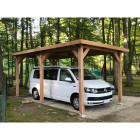 Abri toit plat, 300cmx500cm, bois douglas francais, carport, auvent, abri voiture, cpbf-vtp300x500