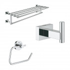Pack porte-serviette + patère murale + dérouleur de papier grohe essentials