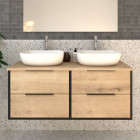 Meuble de salle de bain sans miroir avec vasques à poser arrondies alba - noir - 120cm