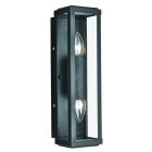 Applique 2 ampoules outdoor & porch, en métal noir et verre