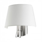 Applique balmoral avec liseuse, nickel satiné et abat jour blanc