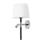 Applique deluxe avec liseuse, chrome, sans abat jour