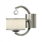 Applique monaco, nickel brossé, verre opale et cristal, 1 ampoule