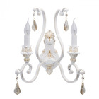 Applique murale blanche country 2 ampoules 24 cm