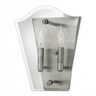 Applique wingate, nickel antique et verre, 2 ampoules