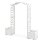 Arche de jardin avec jardinière en bois avec treillis pergola extérieur pour plantes grimpantes légumes décoration blanc helloshop26 20_0001636