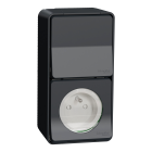 Mureva Styl - Prise courant 2P+T+va et vient verti. - saillie - IP55 IK08 - gris - SCHNEIDER ELECTRIC - MUR36025