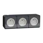 Mureva Styl - Triple PC 2P+T horiz. précâblée - saillie - IP55 - IK08 - gris - SCHNEIDER ELECTRIC - MUR36037
