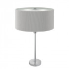 Lampe drum pleat, en chrome et verre, abat-jour gris