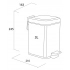 Poubelle à pédale acier inoxydable carré chromé 3 litres