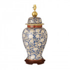 Base de lampe white chrysanthemum, 55cm, porcelaine de kutani (sans abat-jour)