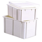 Bac gerbable plastique blanc, capacité 25 litres, dimensions 600 x 400 x 165 mm