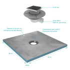 Bac receveur de douche à carreler 90x90cm recoupable sur mesure + Bonde horizontale - RAINY Aurlane - PACR001