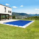 Bâche Piscine rectangulaire 6x10 m - TECPLAST 155PI - Couverture Piscine d'hivernage avec Filet d'écoulement central