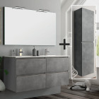 Ensemble meuble de salle de bain 120cm double vasque + colonne de rangement - ciment (gris)