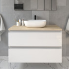 Meuble de salle de bain sans miroir avec vasque à poser arrondie balea - blanc - 70cm