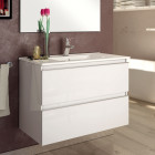 Meuble de salle de bain 70cm simple vasque - 2 tiroirs - sans miroir - balea - blanc