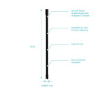 Barre de fixation plafond pour douche a l’italienne laque Noir mat - 60cm recoupable Aurlane - FAC299