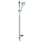 Colonne de douche en inox chromé comprenant barre murale 1100 mm, douchette 5 fonctions, porte savon