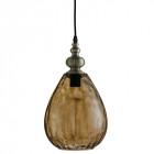 Suspension indiana, en laiton antique et verre ambre
