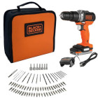Perceuse visseuse à percussion sans fil 12 V + 80 accessoires + 1 batterie 1,5 Ah + 1 sac de transport - BLACK+DECKER - BDCHD12S1A-QW