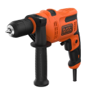 Perceuse à percussion filaire - 500W - BLACK+DECKER - avec poignée latérale - coffret - BEH200K-QS
