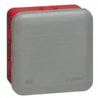 Boîte carrée 80x80x45 étanche plexo gris/rouge embout (7) ip55/ik07 960°c