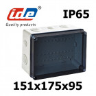 Boite de dérivation ip65 avec couvercle transparent et tétine passe câble (hxlxp) 328x239x129 - bords lisse - étanche ip67