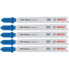 Lame de scie sauteuse PRO Metal medium T121AFC 92 mm pas 1,2 mm - Lot de 5 - BOSCH - 2608655106