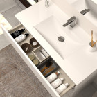 Meuble de salle de bain 100cm simple vasque - sans miroir - 3 tiroirs - blanc - mayor