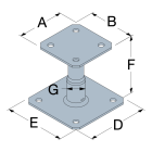 Kit pied de poteau réglable "prêt-à-fixer" - KIT FIX APB100