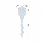Pied de poteau carré à visser dimensions au choix