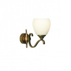 Applique 1 ampoule columbia, laiton antique et verre opale