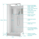 Cabine de douche carrée 90x90cm porte pivotante - Blanche - Bande Effet Miroir - SQUARE STRIPE Aurlane - CAB293